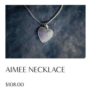 Aimee Necklace - Platinum Plated/ 76 Prong Set White Cubic Zirconia